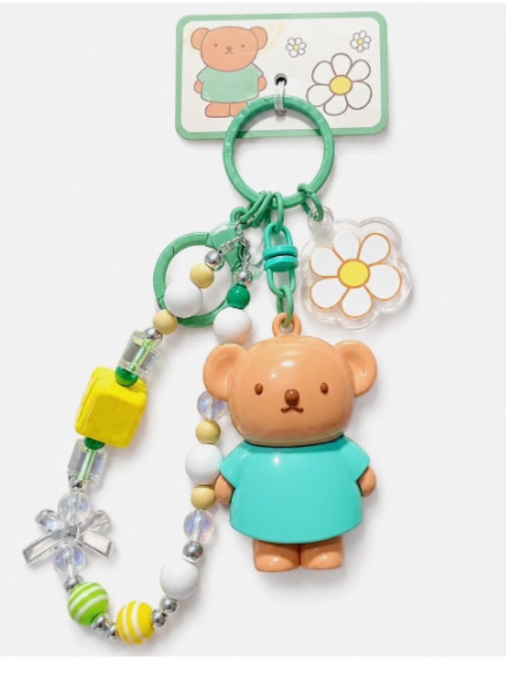 New Miffy Boris Key Fob Keychain Charm Bag Holder Skirt Flower Clip Green Bead